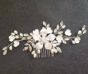 Swarovski Crystals, Pearls, Rhinestones Floral Bridal Hair piece, Bridal Hair Accessories, Wedding Hair Accessory, Bridal Hair Comb.