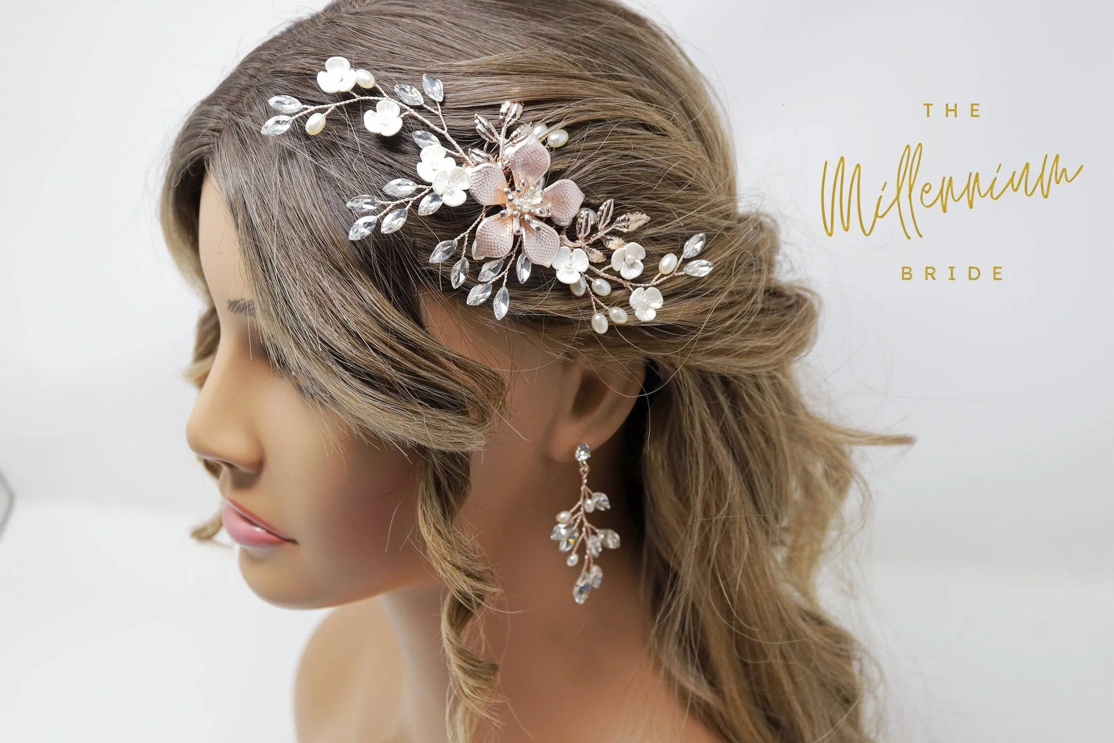 Swarovski Crystals, Pearls, Rhinestones Floral Bridal Hair piece, Bridal Hair Accessories, Wedding Hair Accessory, Bridal Hair Comb.