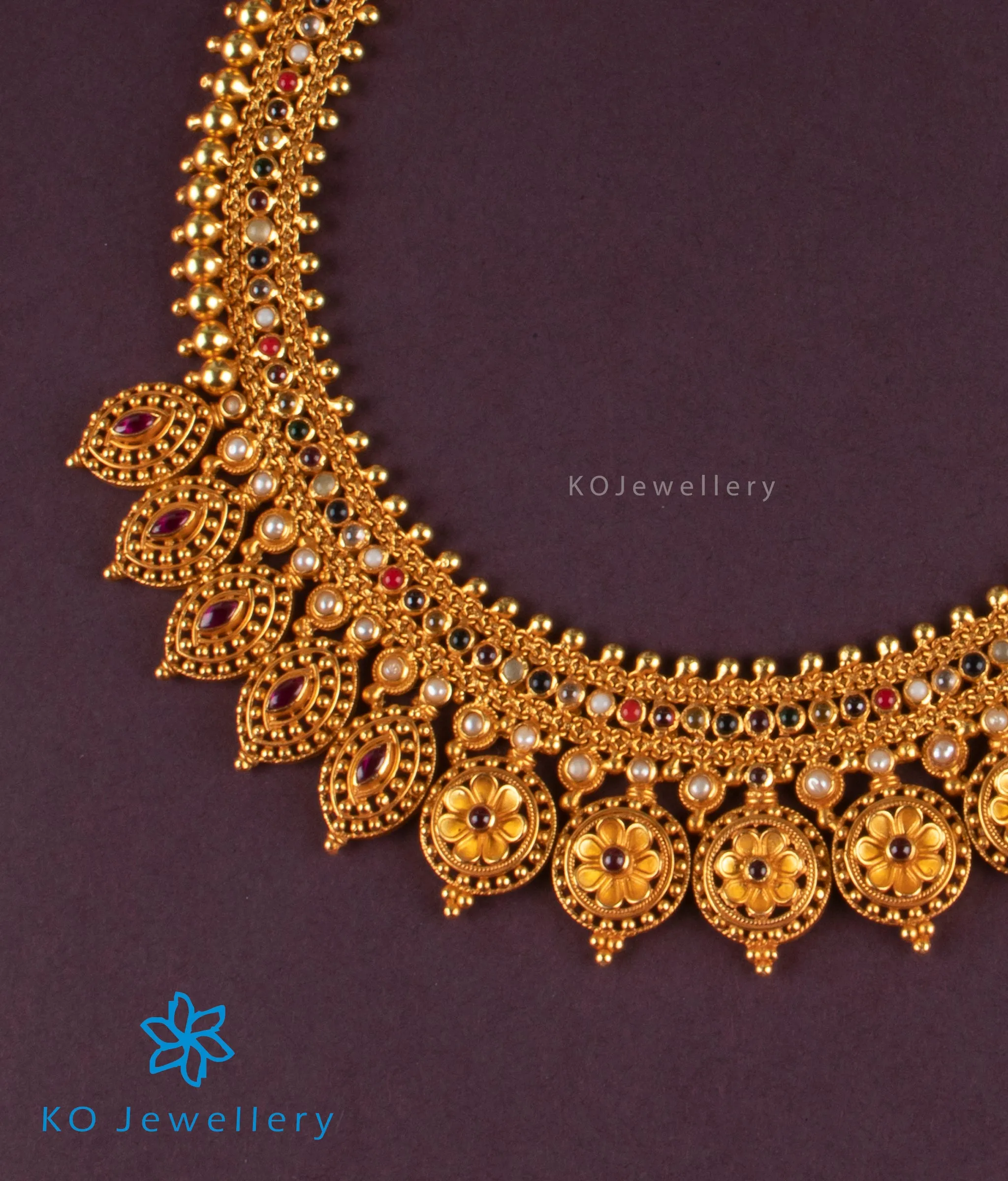 The Samanvitha Silver Navratna Necklace