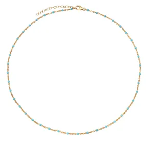 Turquoise Enamel Bead Necklace