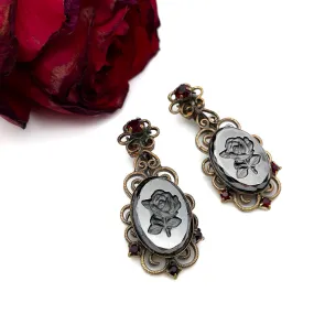 【USA輸入】ヴィンテージ ヴィンテージ ローズ カメオ フィリグリー イヤリング/Vintage Rose Cameo Filigree Earrings