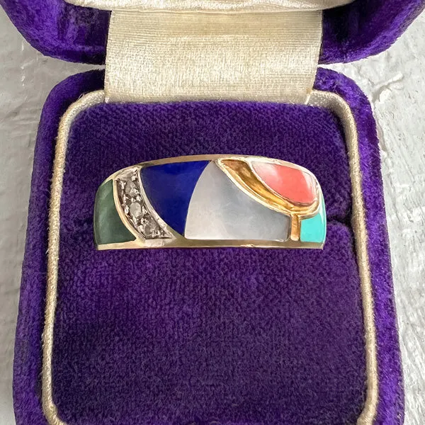 Vintage Multi Stone Inlay Ring