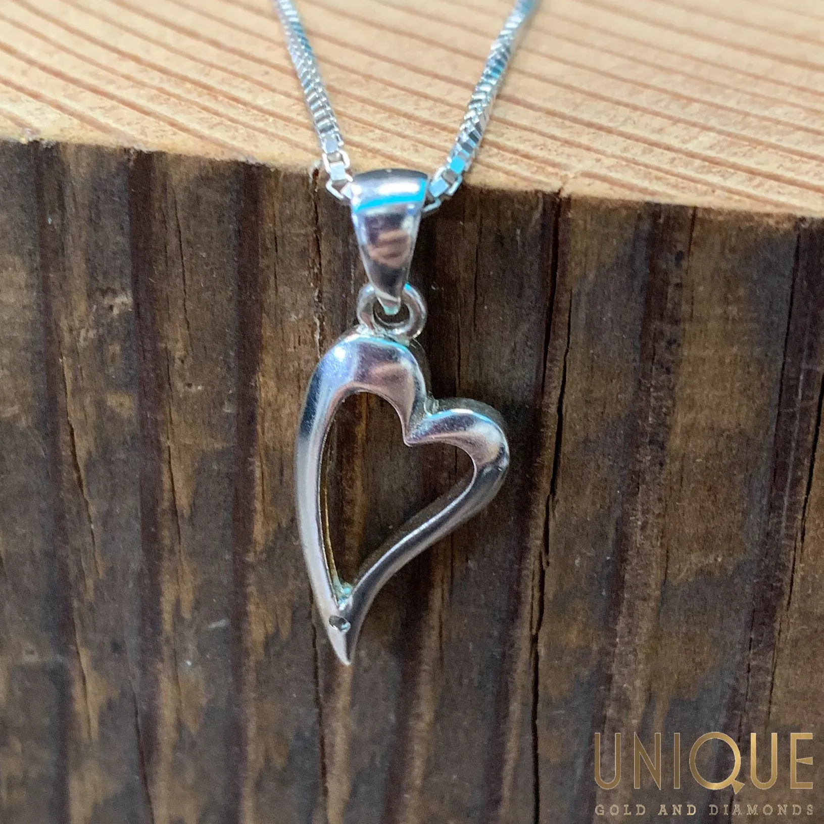 Vintage Sterling Silver Heart Necklace