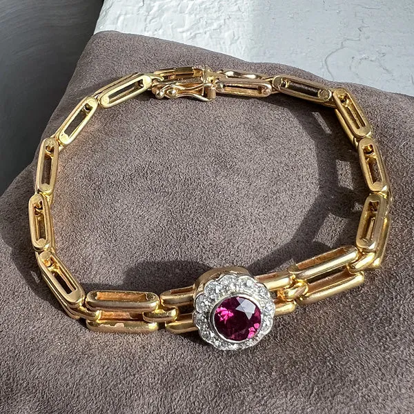 Vintage Tourmaline & Diamond Bracelet