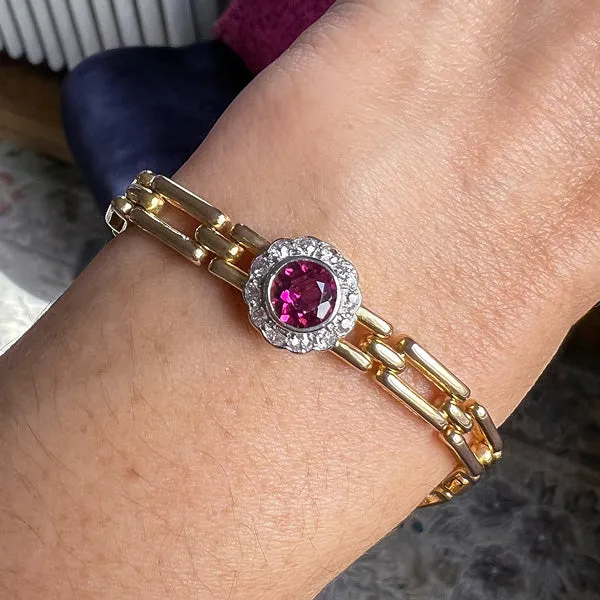 Vintage Tourmaline & Diamond Bracelet