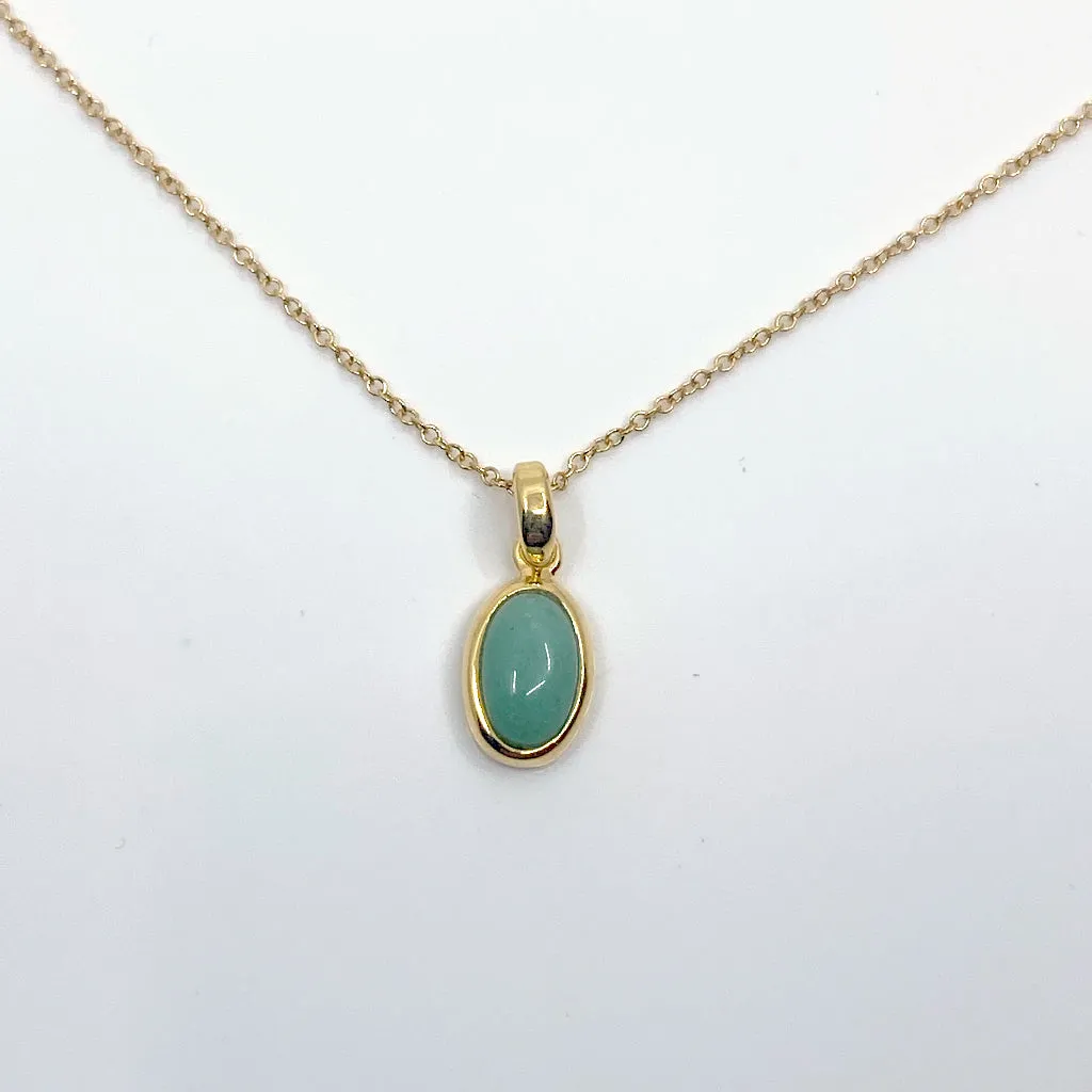 Yin Midori Green Aventurine Oval Necklace