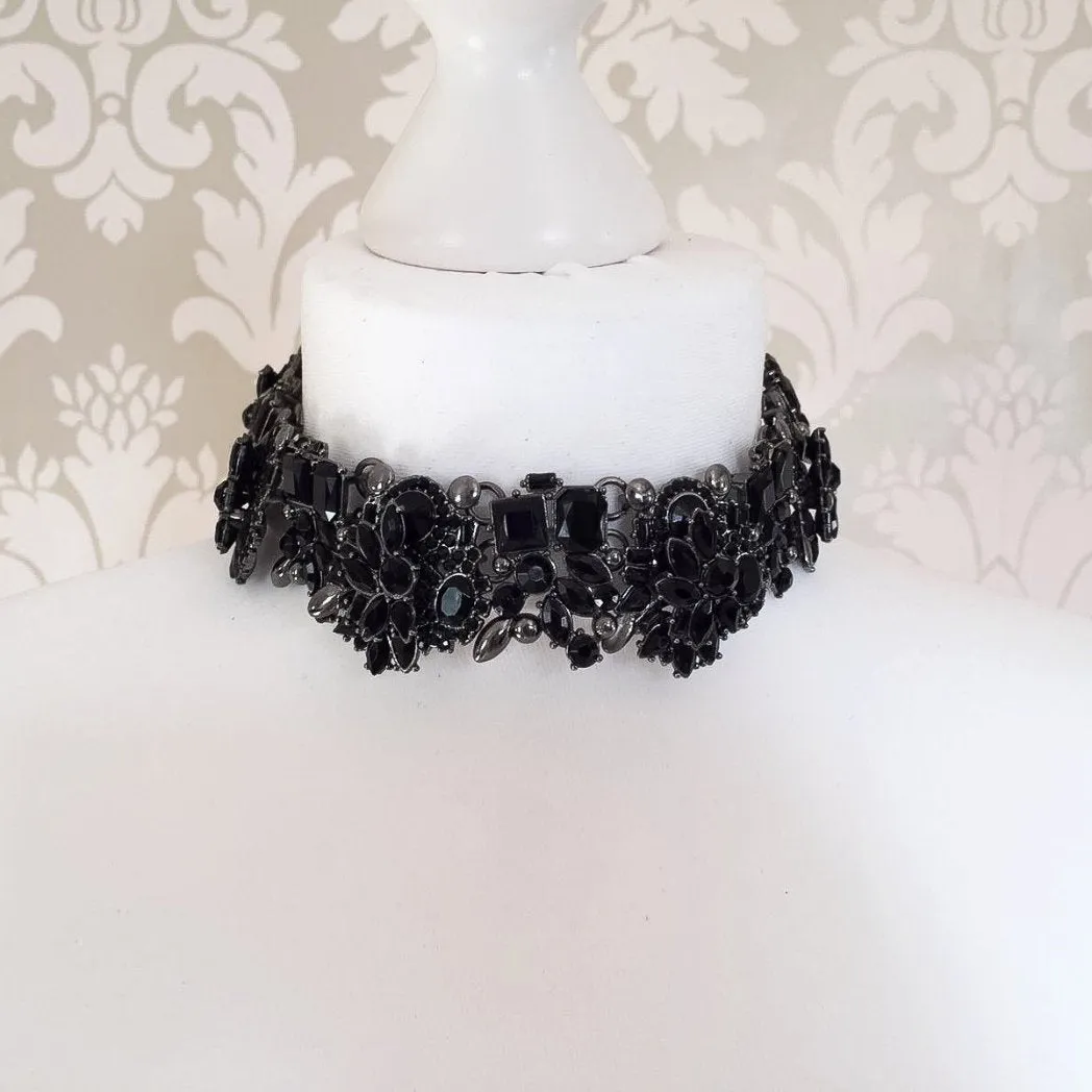 ZIA Black Embellished Choker Necklace